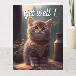 Get Well Soon Kitten With Scarf Card