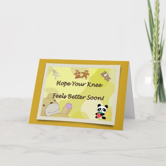 Get Well Soon Knee Surgery Teddy Bear Card (Front)