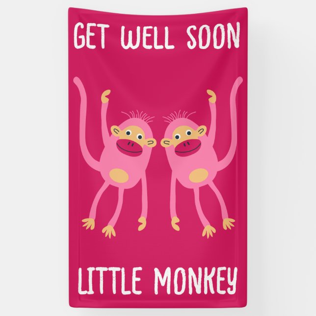 Get Well Soon Little Monkey  Banner (Vertical)