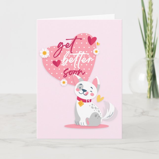 Get Well Soon Lovely Cartoon Cat Greeting Card (Front)