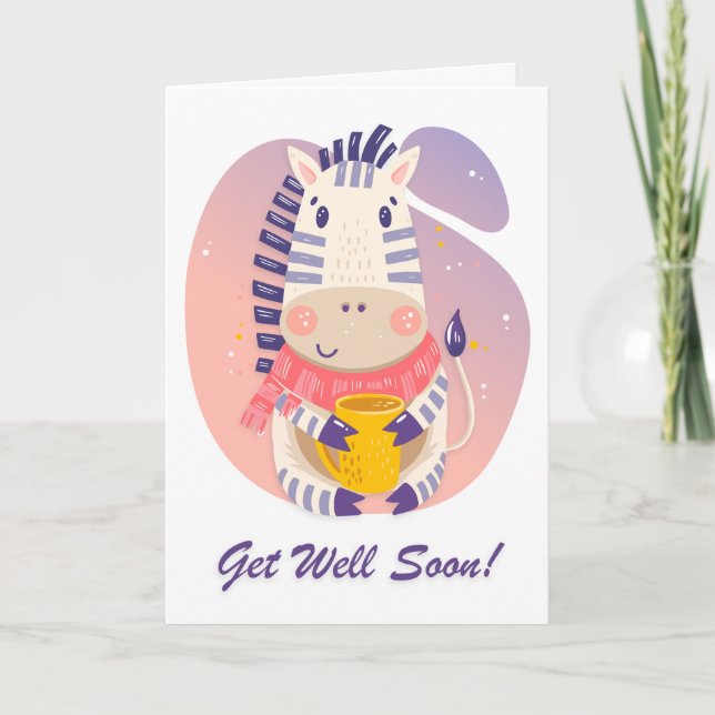 Get Well Soon Lovely Cartoon Giraffe Greeting Card (Front)