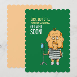 Get well soon - man cartoon green card