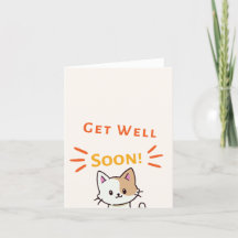 Get well soon message with cute cat