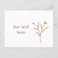 Get Well Soon Minimal Floral Postcard