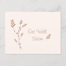 Get Well Soon Minimal Floral Postcard