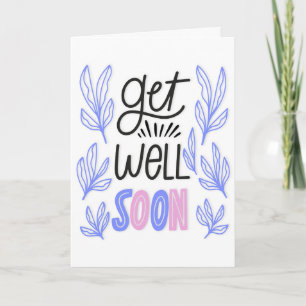 Get Well Soon Modern Black and Blue Typography Card