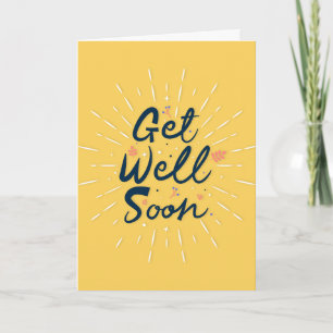 Get Well Soon Modern Black and Yellow Typography Card