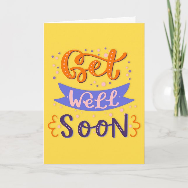 Get Well Soon Modern Colourful Typography Card (Front)