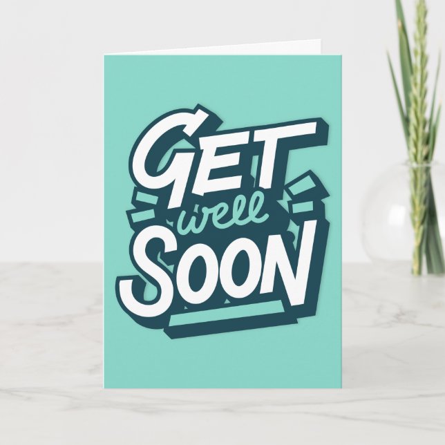 Get Well Soon Modern Green and White Typography Card (Front)