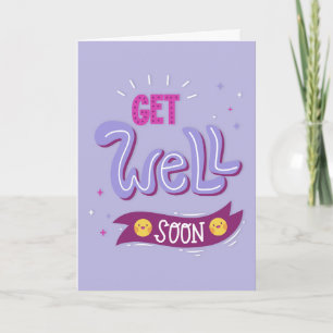 Get Well Soon Modern Violet and Pink Typography Card