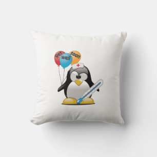 Get well soon. Penguin Nurse. Cushion