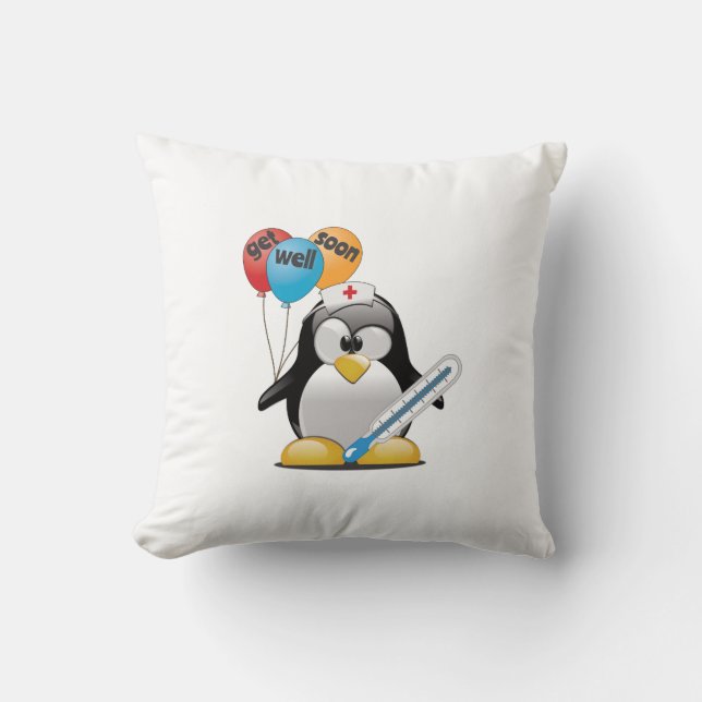 Get well soon. Penguin Nurse. Cushion (Front)