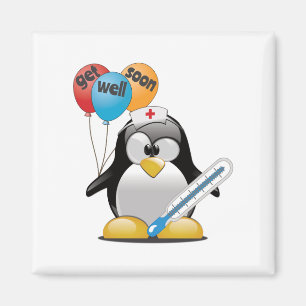Get well soon. Penguin Nurse. Magnet