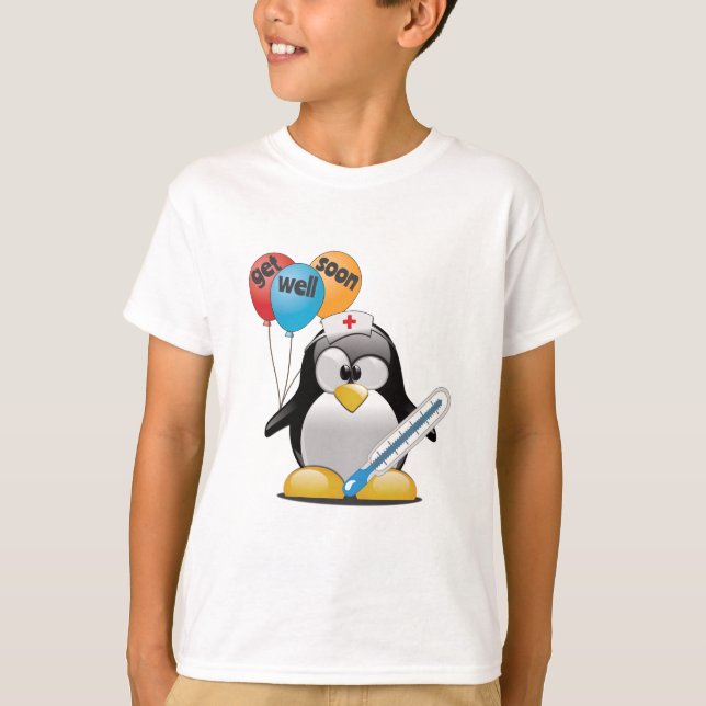 Get well soon. Penguin Nurse. T-Shirt (Front)