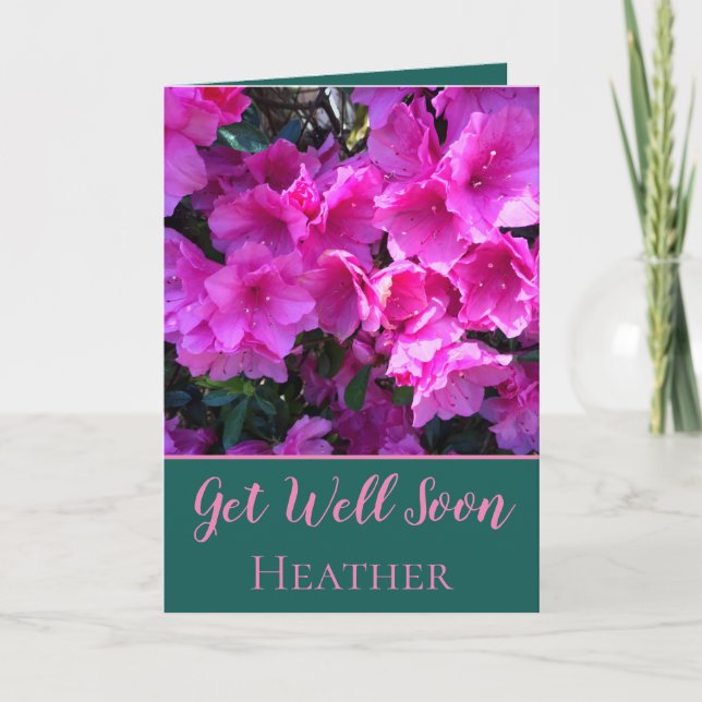 Get Well Soon Pink Flowers Card (Front)