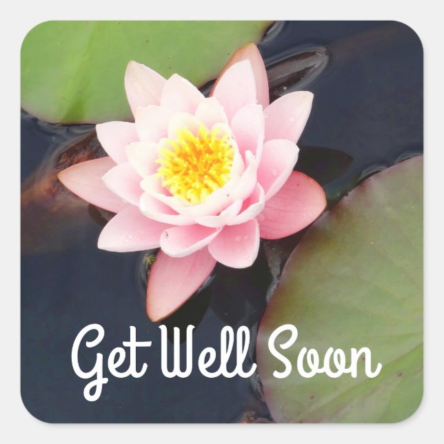 Get Well Soon Pink Water Lily #1 Stickers (Front)