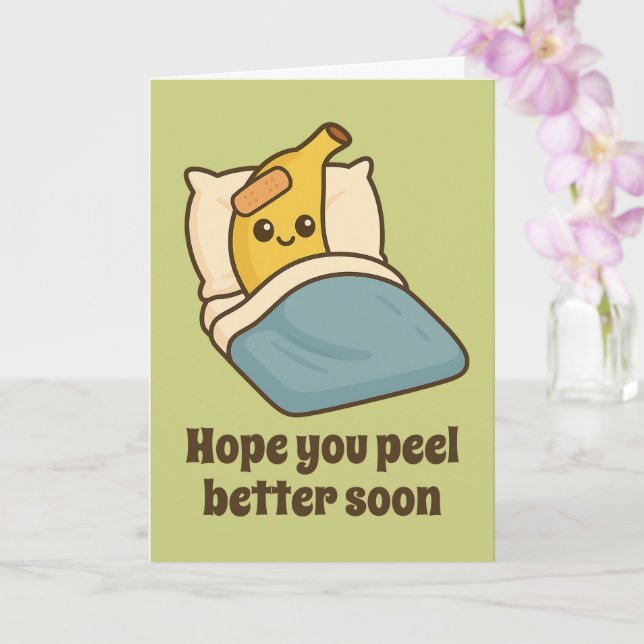 Get Well Soon Plaster And Funny Face Banana Card (Orchid)