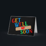 Get Well Soon Plaster And Heart Card<br><div class="desc">Get Well Soon Plaster And Heart with colourful text .. heard you were ill cards from Ricaso</div>