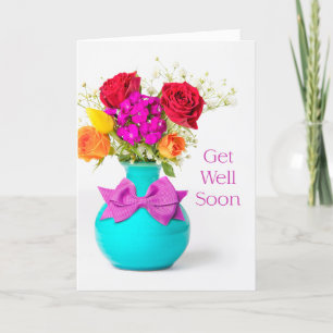 Get Well Soon Pretty Flowers Holiday Card