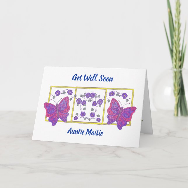 `Get Well Soon' Pretty Greetings card (Front)