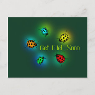 Get Well Soon Pretty Ladybugs Postcard