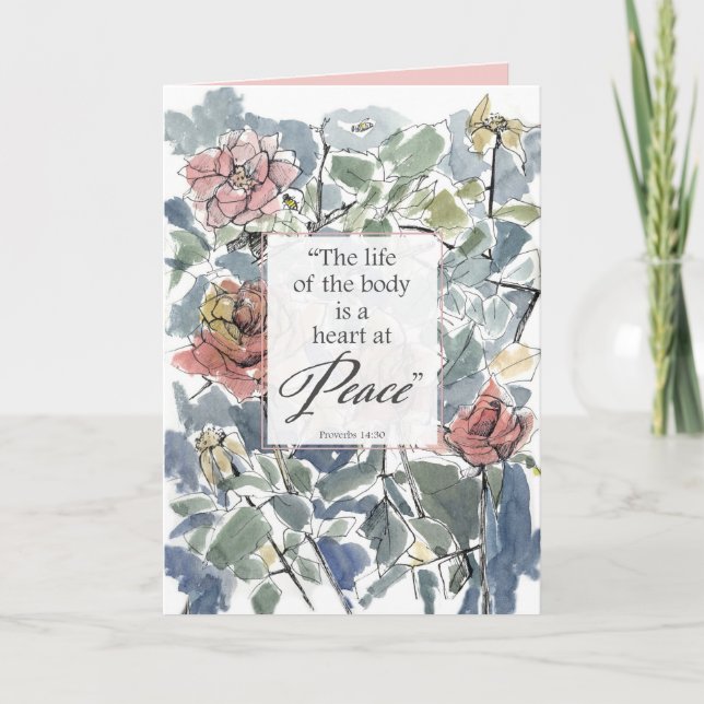 Get Well Soon Proverbs Scripture Religious Roses Card (Front)