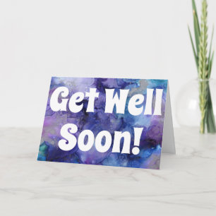 Get Well Soon Purple Blue Watercolor Personalised Card