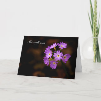 Get well soon, purple flower card