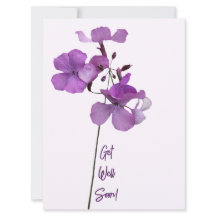 Get well soon purple flowers trendy funny boho