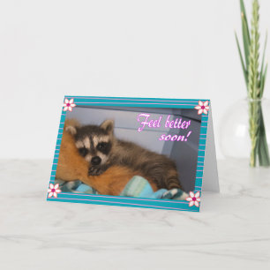 Get well soon racoon card