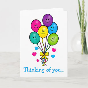 Get Well Soon: Smiling Balloons and Love Card