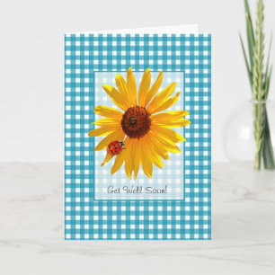 Get Well Soon Summer Sunflower And Ladybug Card