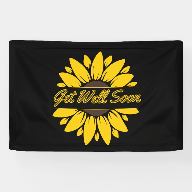 Get Well Soon Sunflower 2.5x4 Vinyl Banner (Horizontal)