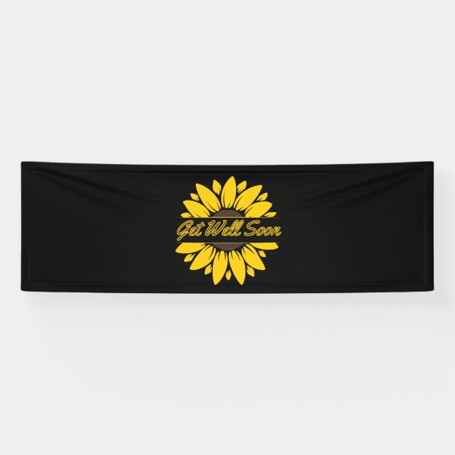 Get Well Soon Sunflower 2.5x8 Vinyl Banner (Horizontal)