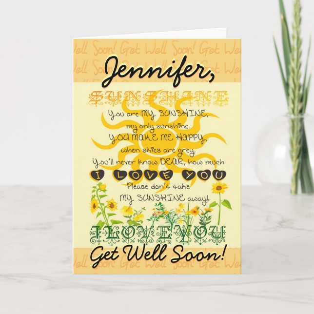 Get Well Soon Sunshine Card (Front)