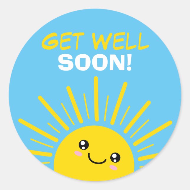 Get Well Soon Sunshine Classic Round Sticker (Front)