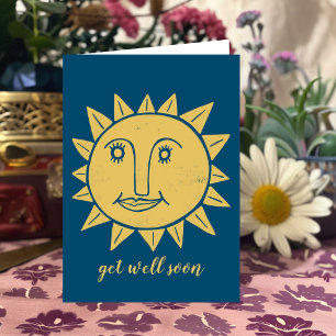 Get Well Soon Sunshine Sympathy Care Blue CUSTOM Card