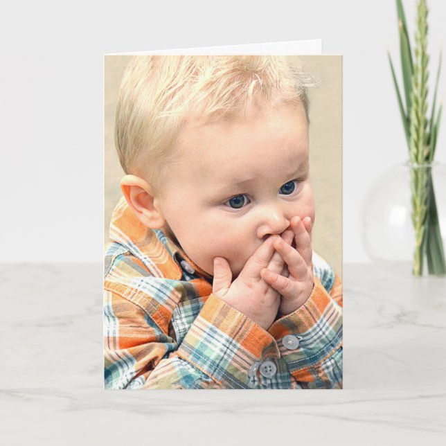 Get Well Soon Surprised Little Boy Card (Front)