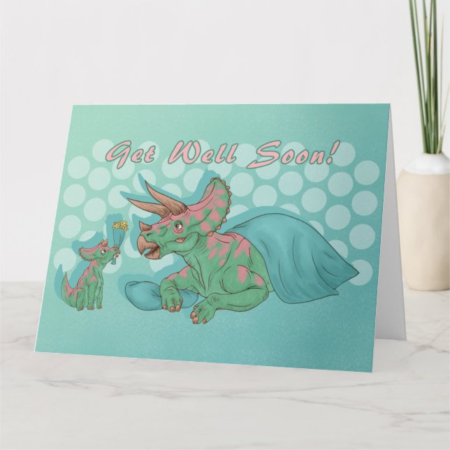 Get Well Soon Triceratops Big Card (Front)