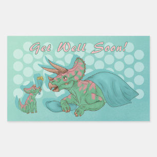 Get Well Soon Triceratops Rectangular Sticker