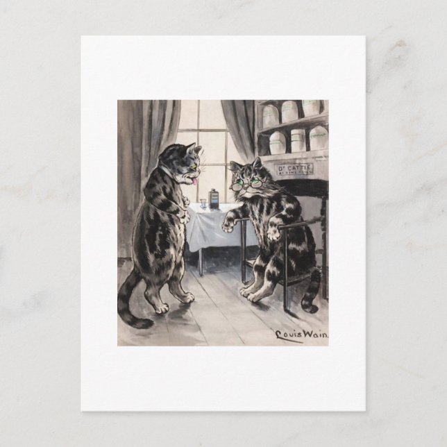 Get Well Soon Vintage Cat Card (Front)