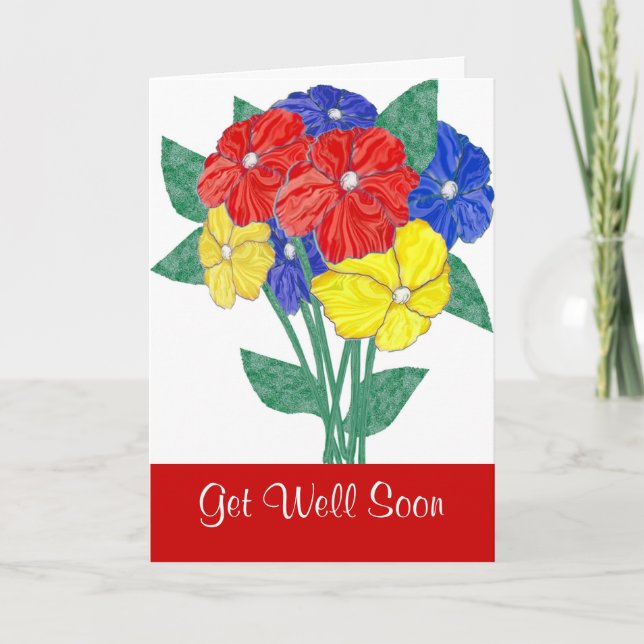 Get Well Soon wishes Flowers Card (Front)