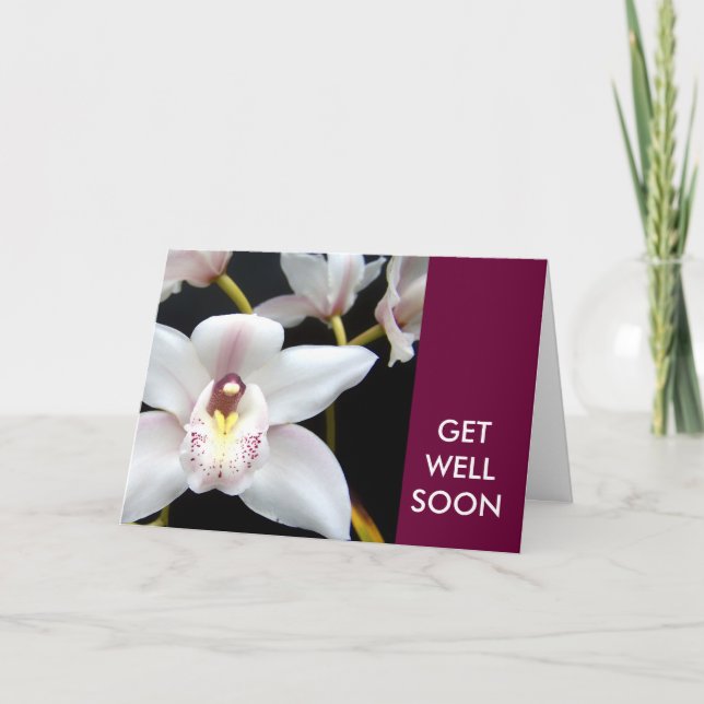 Get Well Soon Wishes White Orchid Card (Front)