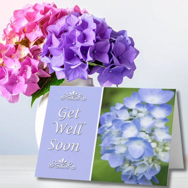 Get Well Soon With Blue Hydrangea Card (Creator Uploaded)