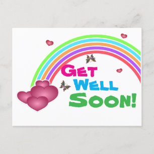 Get well soon with colours holiday postcard