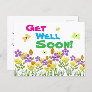 Get well soon with colours postcard