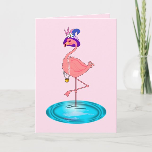 Get Well Soon with Flamingo Card (Front)