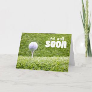 Get well soon with golf ball on green for golfer card