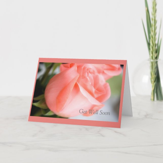Get Well Soon with Rose Design Card (Front)