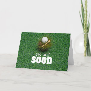 Get well soon with two golf ball on green card